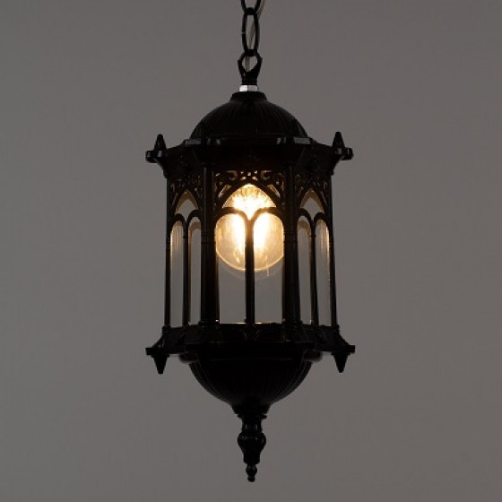 Vintage κρεμαστό φωτιστικό μαύρο μεταλλικό φανάρι Φ16x33cm