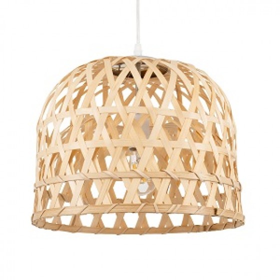 Κρεμαστό φωτιστικό μπαμπού καμπάνα Φ35x32cm φυσικό καφέ