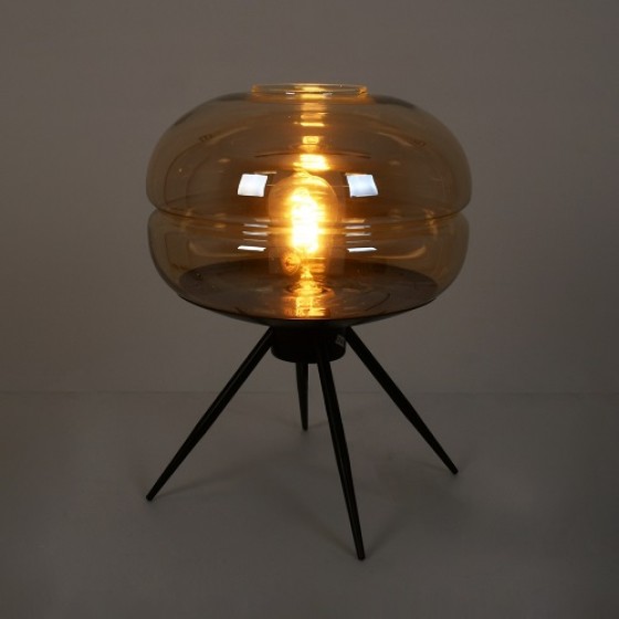Επιτραπέζιο φωτιστικό μελί γυάλινο με τρίποδο Φ30x19cm