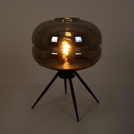 Επιτραπέζιο φωτιστικό φιμέ γυάλινο με τρίποδο Φ30x19cm