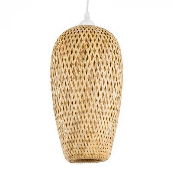 Κρεμαστό φωτιστικό απο μπαμπού Φ19x42cm μπέζ φυσικό