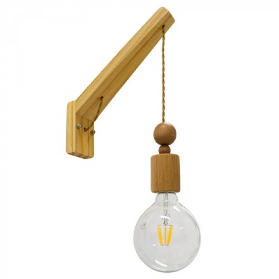 Φωτιστικό τοίχου ξύλινο με κρεμαστό ντουί Φ27x65cm