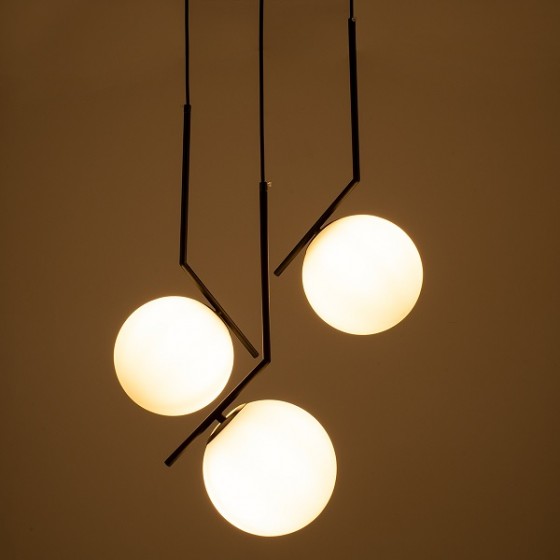 Κρεμαστό φωτιστικό ροζέτα Φ60cm με γυάλινες μπάλες Φ25cm μαύρο