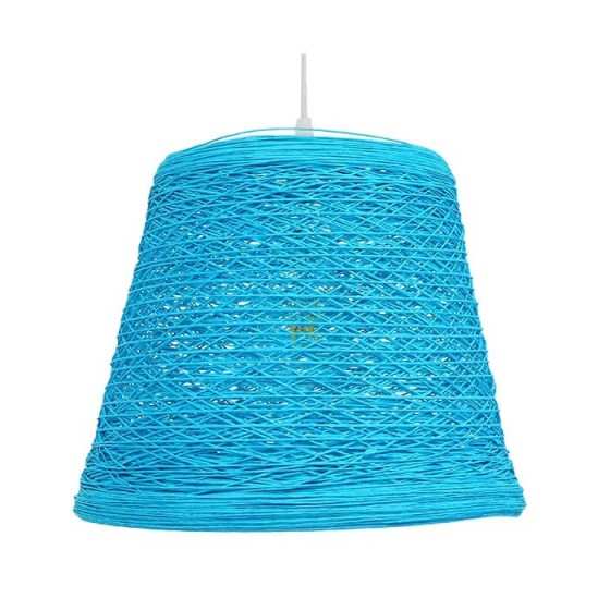 Κρεμαστό φωτιστικό rattan καμπάνα Φ32cm σε χρώμα γαλάζιο