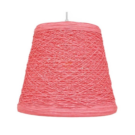 Κρεμαστό φωτιστικό rattan καμπάνα Φ32cm σε χρώμα ροζ