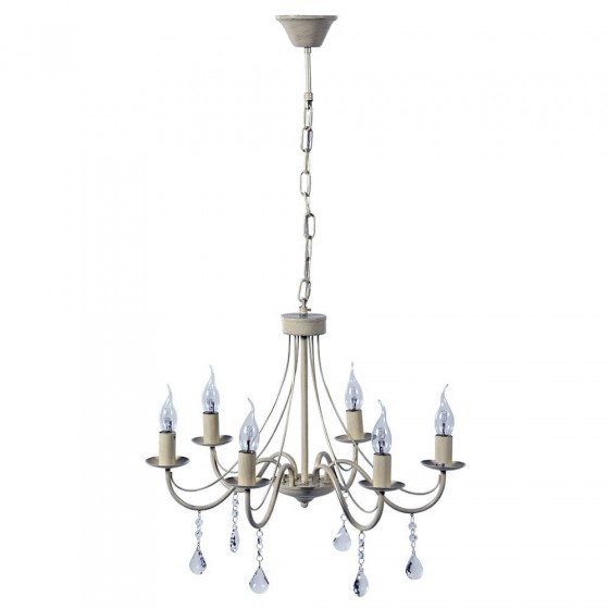 Πολυέλαιος εξάφωτος εκρού Φ50cm χρυσή πατίνα και κρύσταλλα 