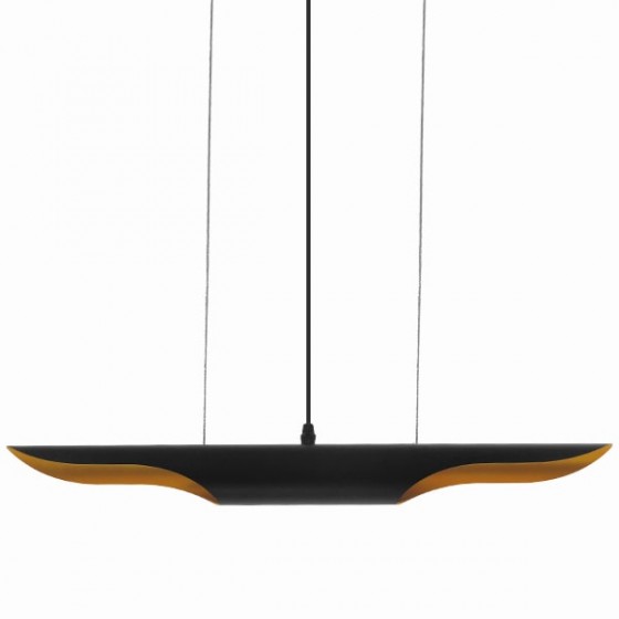Μοντέρνο κρεμαστό φωτιστικό δίφωτο μαύρο χρυσό μεταλλικό 60cm