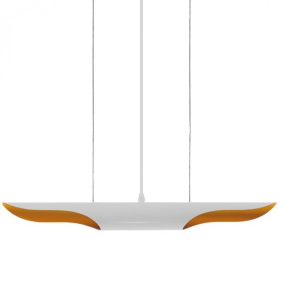 Μοντέρνο κρεμαστό φωτιστικό δίφωτο λευκό χρυσό μεταλλικό 60cm