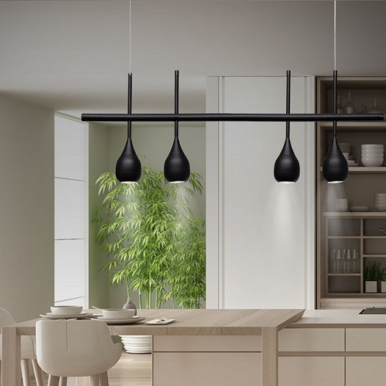 Κρεμαστό φωτιστικό 90x35cm με τέσσερις κεφαλές πουγκιά LED