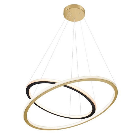 Κρεμαστό φωτιστικό με δύο μεταλλικά στεφάνια LED Φ60-80cm