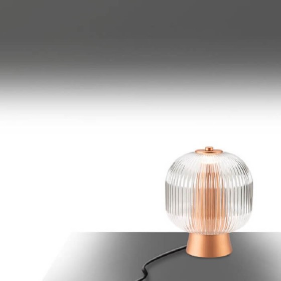 Φωτιστικό πορτατίφ LED 3000K Φ20x35cm με ραβδωτό γυαλί