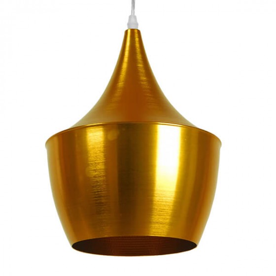 Μοντέρνο κρεμαστό φωτιστικό μονόφωτο χρυσό μεταλλικό καμπάνα Φ24cm