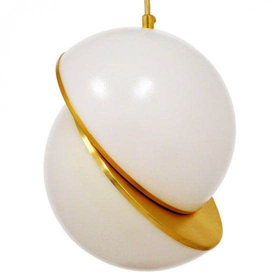 Μοντέρνο κρεμαστό φωτιστικό μονόφωτο λευκό με χρυσό Φ20cm