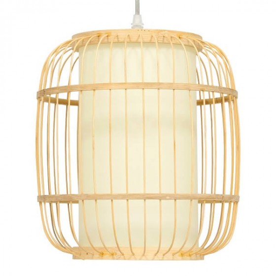 Κρεμαστό φωτιστικό μπαμπού Φ26x32cm φυσικό μπεζ