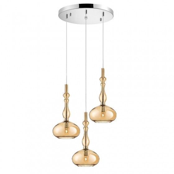 Ροζέτα τρίφωτη Φ30cm με γυάλινα φωτιστικά Φ16x34cm μελί