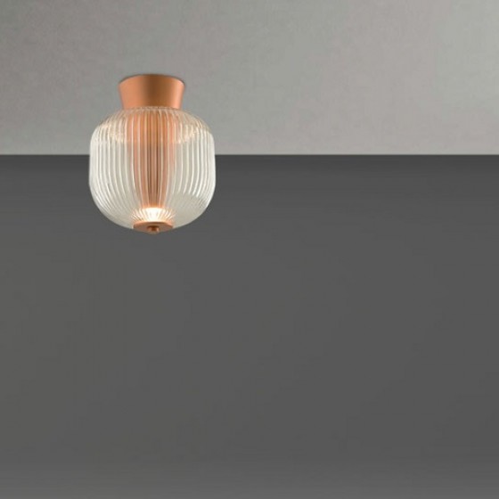 Φωτιστικό οροφής LED 3000K Φ20x35cm με ραβδωτό γυαλί