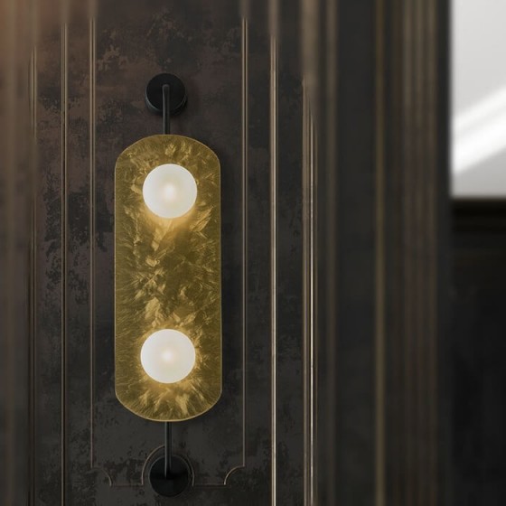 Μοντέρνο φωτιστικό τοίχου με γλόμπους σε οβάλ πλαίσιο 20x85cm