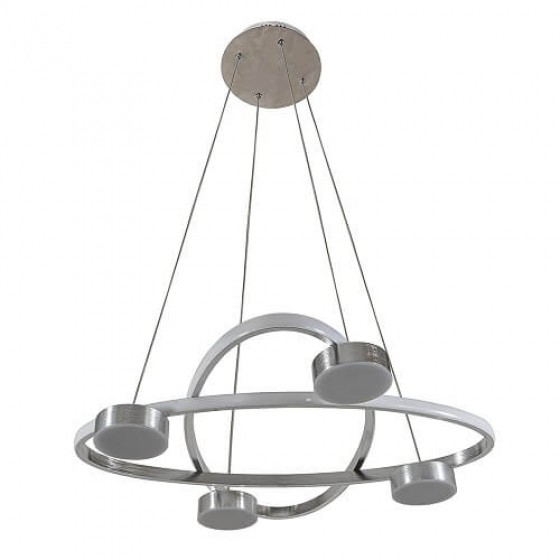 Κρεμαστό φωτιστικό νίκελ με 4 κεφαλές LED σε δαχτυλίδια Φ60cm