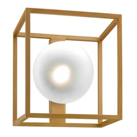 Μονόφωτη απλίκα με γυάλινη μπάλα σε μεταλλικό πλαίσιο 25x25cm