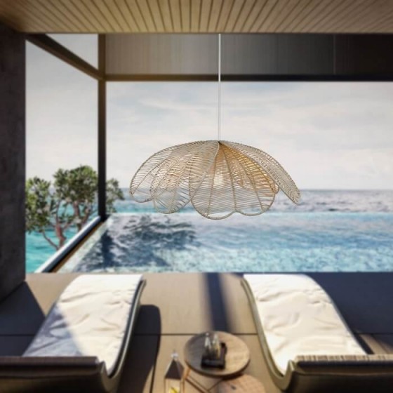 Μοντέρνο κρεμαστό φωτιστικό λουλούδι από μπαμπού Φ49x20cm