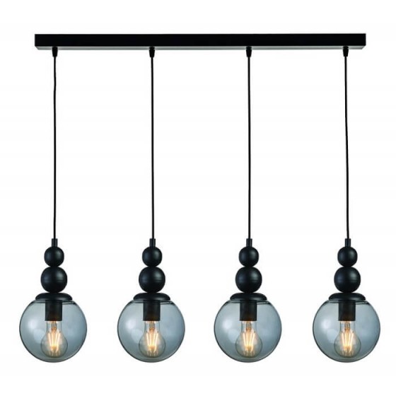 Κρεμαστό φωτιστικό ράγα μαύρη 85cm με 4 γλόμπος φιμέ E27