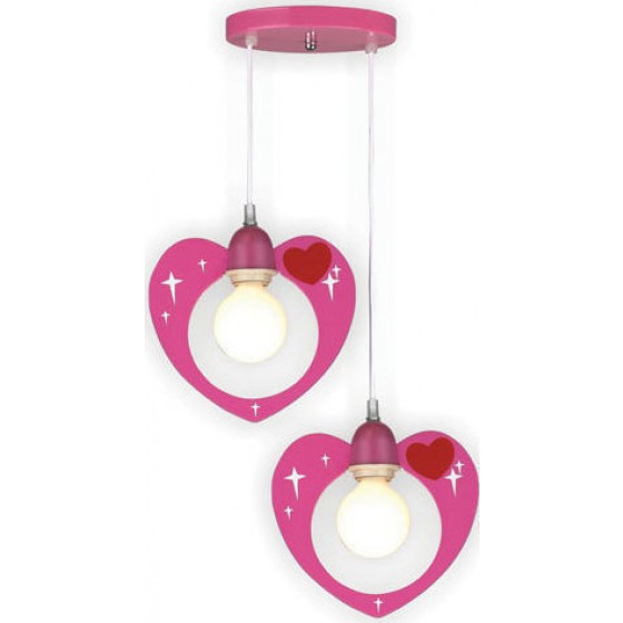 Παιδικό φωτιστικό κρεμαστό ροζ καρδούλες Ø35cm