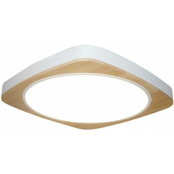 Φωτιστικό οροφής LED 56x56cm λευκό αλουμίνιο με ξύλο