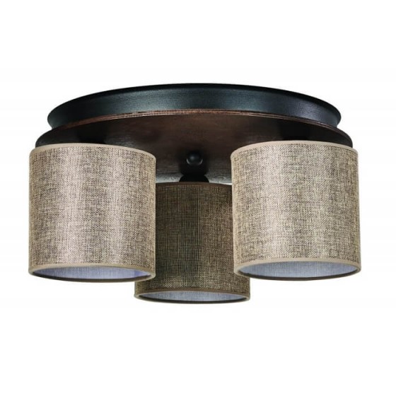 Φωτιστικό οροφής με τρία αμπαζούρ καφέ-μόκα Φ40x20cm