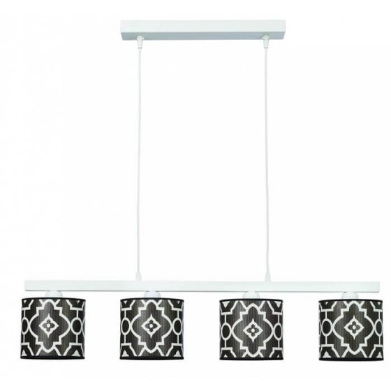 Τετράφωτο κρεμαστό φωτιστικό ράγα 90cm λευκό με γκρι αμπαζούρ