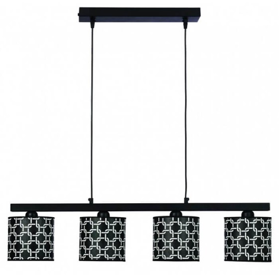 Τετράφωτο κρεμαστό φωτιστικό ράγα 90cm μαύρο με λευκές λεπτομέρειες