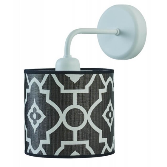 Φωτιστικό τοίχου λευκό με αμπαζούρ γκρι-λευκό 26x23cm