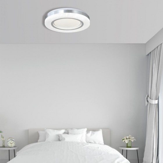 Πλαφονιέρα οροφής λευκή-ασημί Φ50x7cm LED CCT τηλεχειριζόμενη