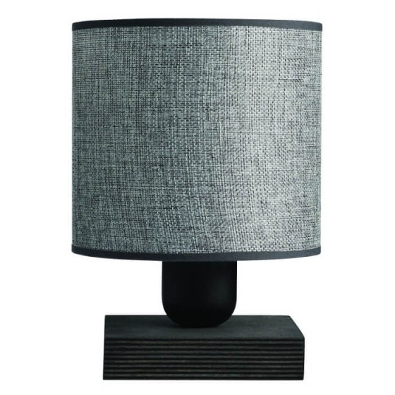 Πορτατίφ με γκρι αμπαζούρ και ξύλινη βάση 15x22cm