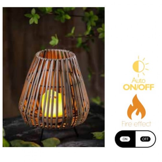 Ηλιακό φωτιστικό φαναράκι Φ20x24cm με εφέ φλόγας κεριού 