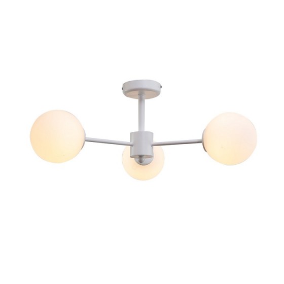 Τρίφωτο φωτιστικό ημιοροφής λευκό Φ50x25cm με οπάλ γλόμπους G9