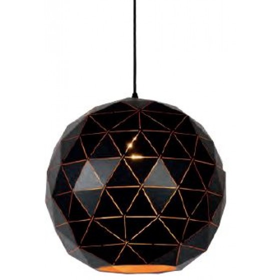 Μαύρο κρεμαστό φωτιστικό Ø40cm με τρίγωνα πάνω στην στρογγυλή καμπάνα