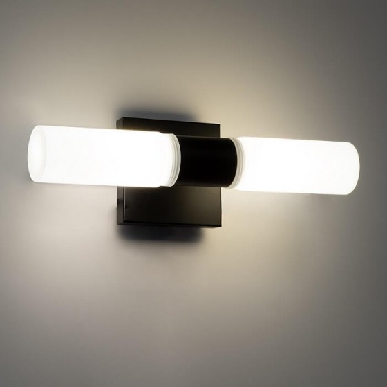 Μαύρη κυλινδρική απλίκα καθρέφτη 34cm δίφωτη G9