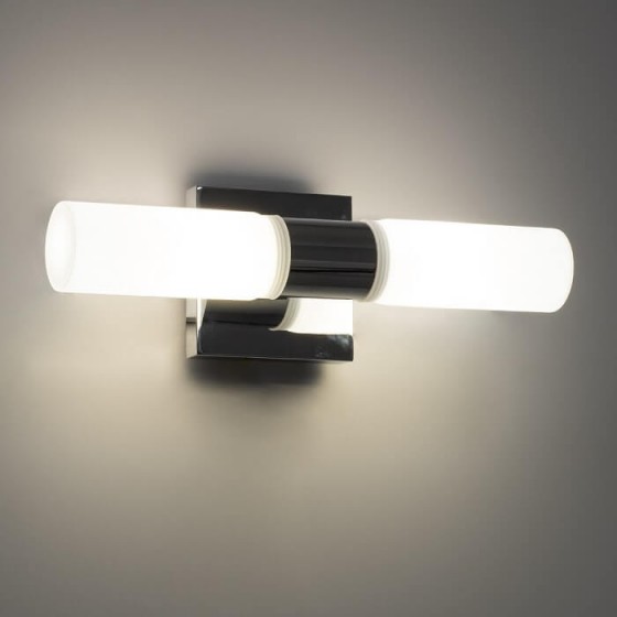 Ασημί κυλινδρική απλίκα καθρέφτη 34cm δίφωτη G9