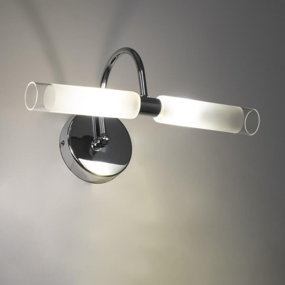 Επίτοιχο φωτιστικό μπάνιου δίφωτο G9 31x16cm ασημί