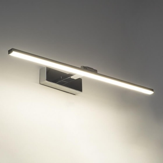 Ασημί γραμμική απλίκα καθρέφτη 60cm κινητή LED 4500K