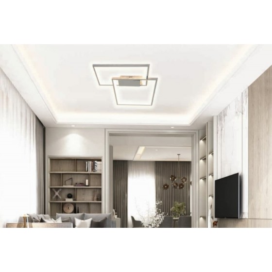 Μοντέρνο φωτιστικό οροφής LED με τετράγωνα πλαίσια 45x45cm χρώμιο
