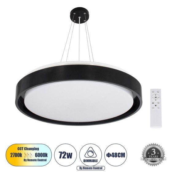 Κρεμαστό φωτιστικό LED CCT τηλεχειριζόμενο Φ48cm μαύρο