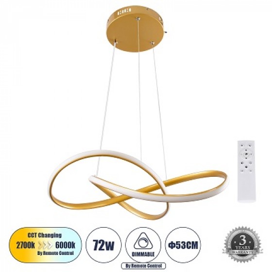 Κρεμαστό φωτιστικό μοντέρνο Φ56cm LED Dim τηλεχειριζόμενο χρυσό