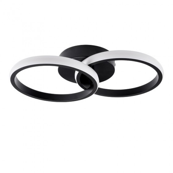 Μαύρο φωτιστικό οροφής LED CCT με δύο δαχτυλίδια 36cm