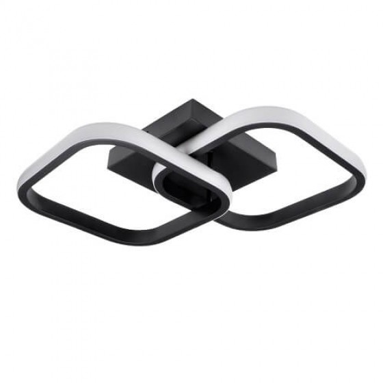 Φωτιστικό οροφής LED CCT με 2 τετράγωνα στεφάνια μαύρο 40x24cm