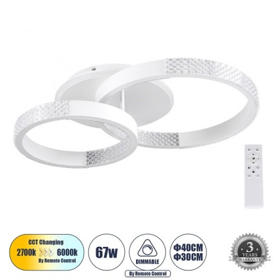 Φωτιστικό οροφής κύκλοι LED CCT Dim Φ30+40cm λευκό