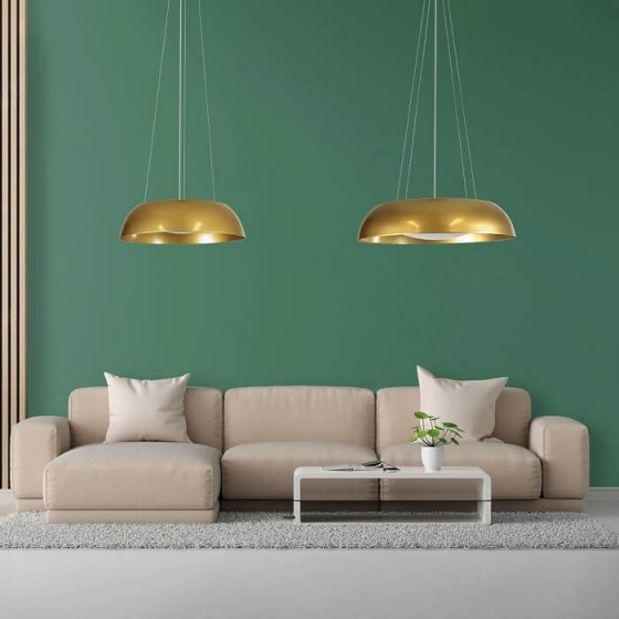 Κρεμαστό φωτιστικό LED 60W με εναλλαγή φωτισμού DΙΜ Φ43cm χρυσό