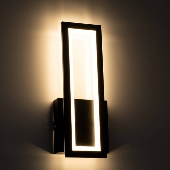 Μαύρο φωτιστικό τοίχου LED CCT ορθογώνιο πλαίσιο 12x32cm