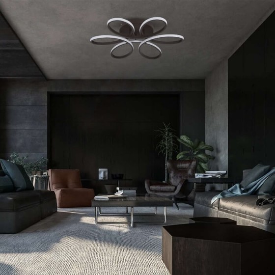 Φωτιστικό οροφής σε σχέδιο μαργαρίτα Φ57cm μαύρο LED CCT τηλεχειριζόμενο