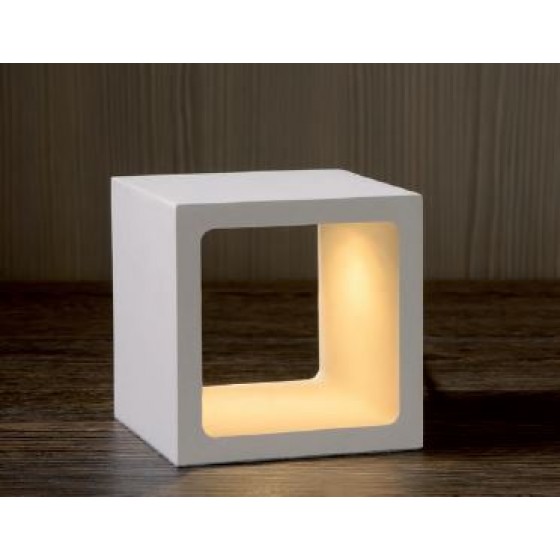 Λευκό πορτατίφ LED κύβος 10x10cm με On-Off αφής 